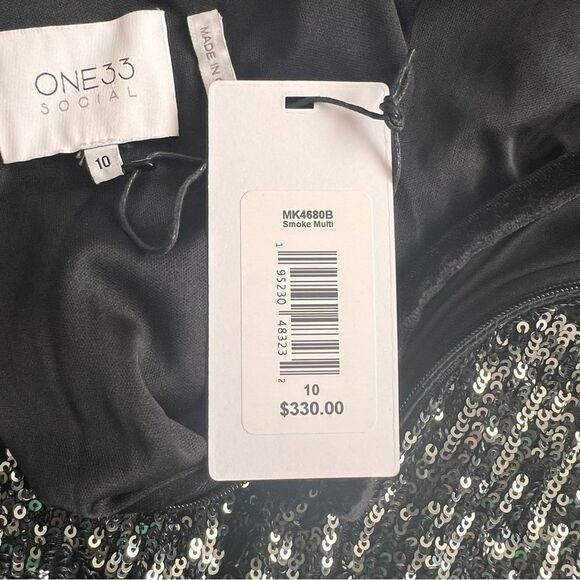 One33 Social Black & Purple Sequin Colorblock Backless Halter Dress - Picture 15 of 15